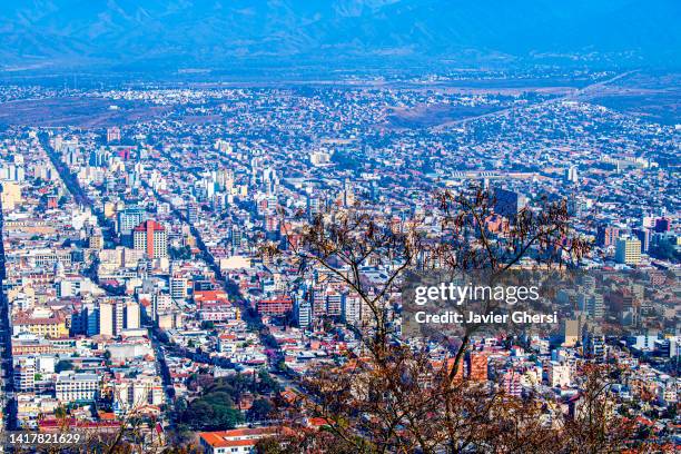 salta, argentina. panoramic view of the city from cerro san bernardo. - salta argentina fotografías e imágenes de stock