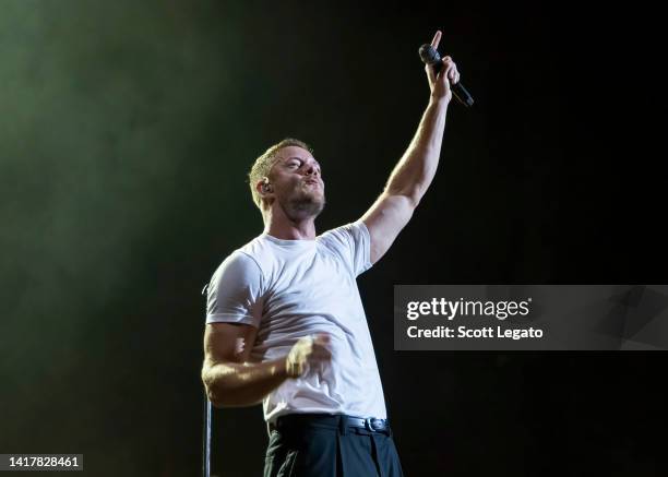 Dan Reynolds of Imagine Dragons performs in support of their Mercury Tour at Pine Knob Music Theatre on August 24, 2022 in Clarkston, Michigan.
