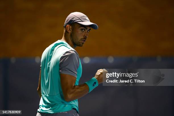 Benjamin Bonzi of France reacts following a point against Thiago Monteiro of Brazil during their third round match on day five of the Winston-Salem...