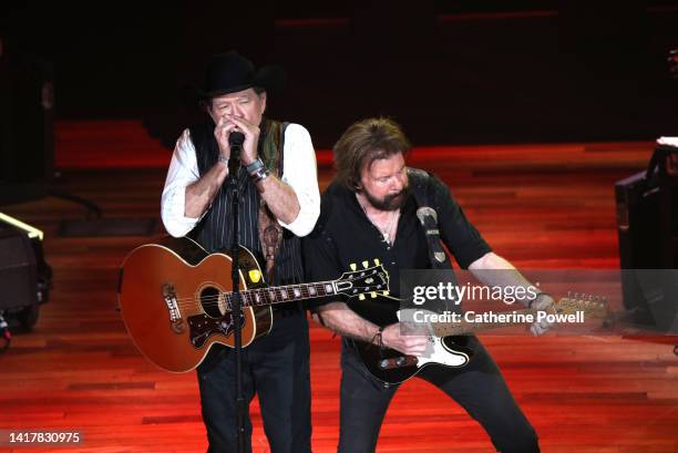 Kix Brooks and Ronnie Dunn of Brooks & Dunn perform during the 15th Annual Academy Of Country Music Honors at Ryman Auditorium on August 24, 2022 in...