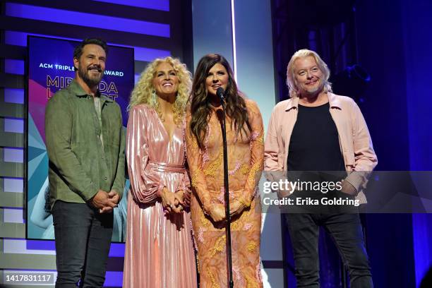 Jimi Westbrook, Kimberly Schlapman, Karen Fairchild, and Phillip Sweet of Little Big Town speak onstage during the 15th Annual Academy Of Country...