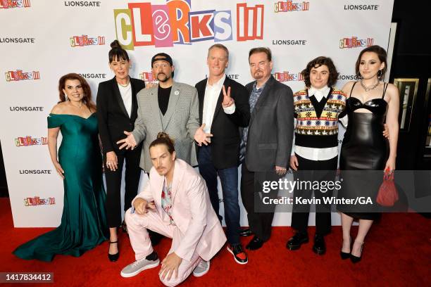 Marilyn Ghigliotti, Jennifer Schwalbach Smith, Jason Mewes, Kevin Smith, Jeff Anderson, Brian O'Halloran, Austin Zajur and Harley Quinn Smith attend...