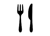 knife fork silhouette icon vector icon