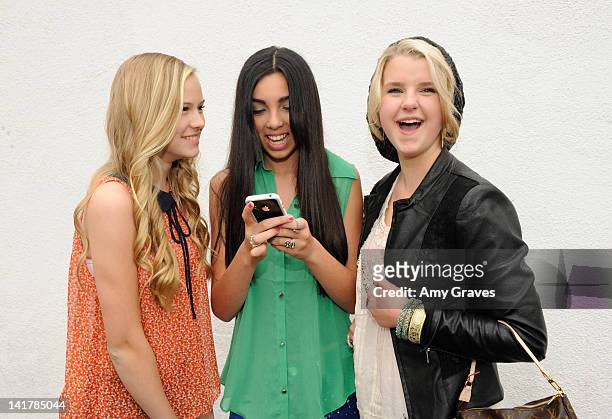 Danika Yarosh, Savannah Hudson and Madison Curtis attend the Shamrock and Roll Concert for St. Jude Children's Hospital on March 17, 2012 in Los...