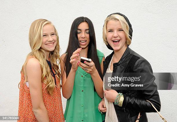 Danika Yarosh, Savannah Hudson and Madison Curtis attend the Shamrock and Roll Concert for St. Jude Children's Hospital on March 17, 2012 in Los...