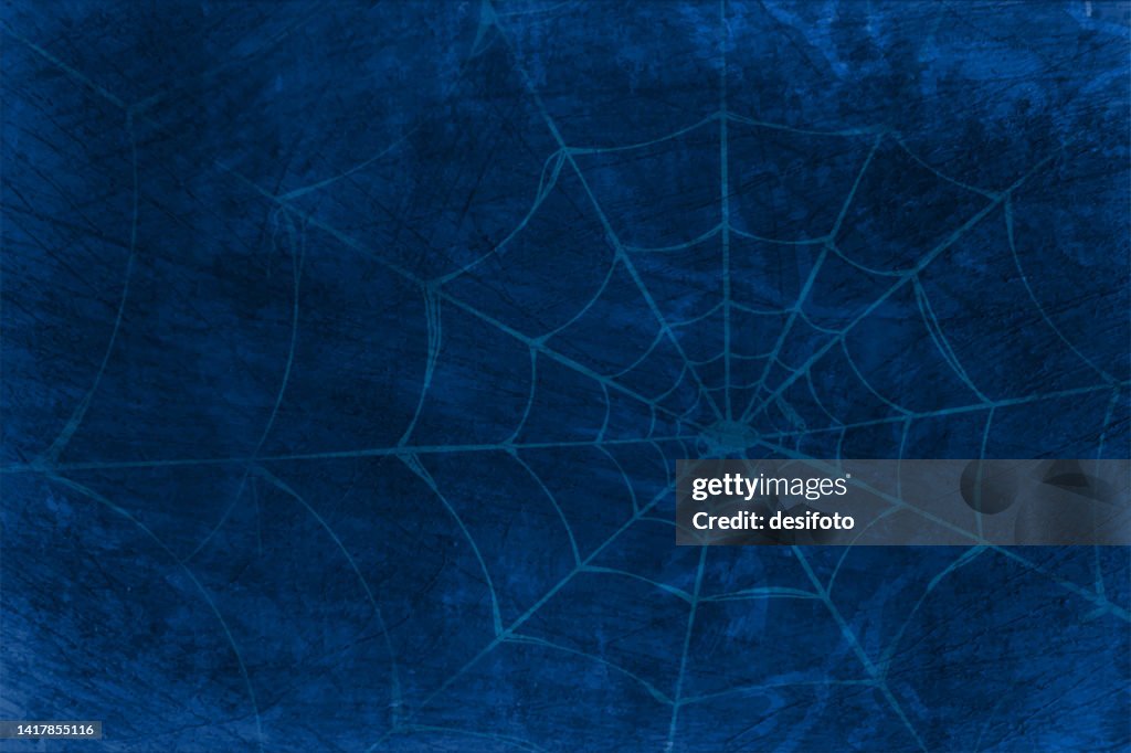 Neblige Horror-Mitternachtsansicht, von leerem gruseligem dunkelblauem Himmel mit Spinnennetz oder Spinnennetz
