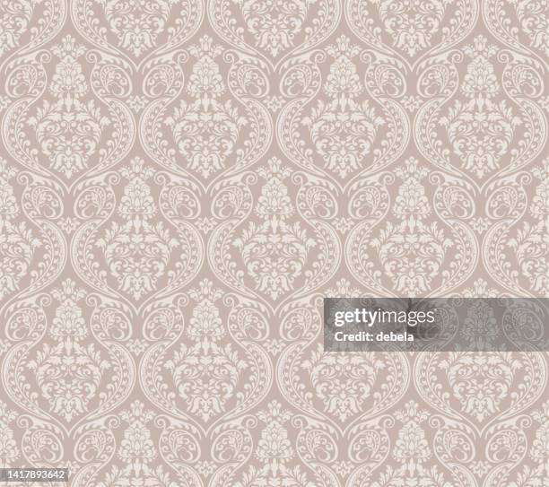 beige victorian damask luxury decorative fabric pattern - damask background stock illustrations