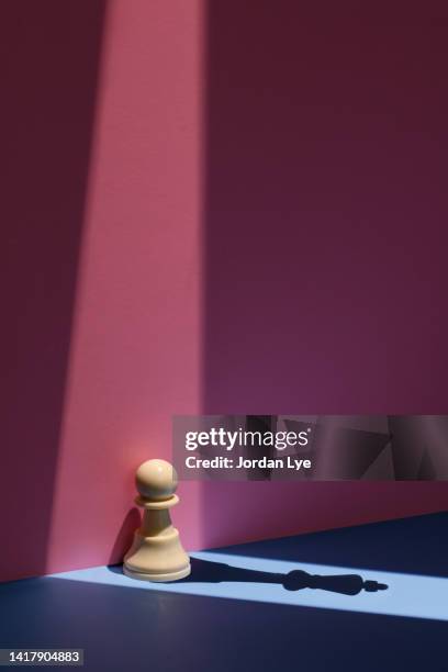 pawn chess with king chess shadow - chess icon stock pictures, royalty-free photos & images