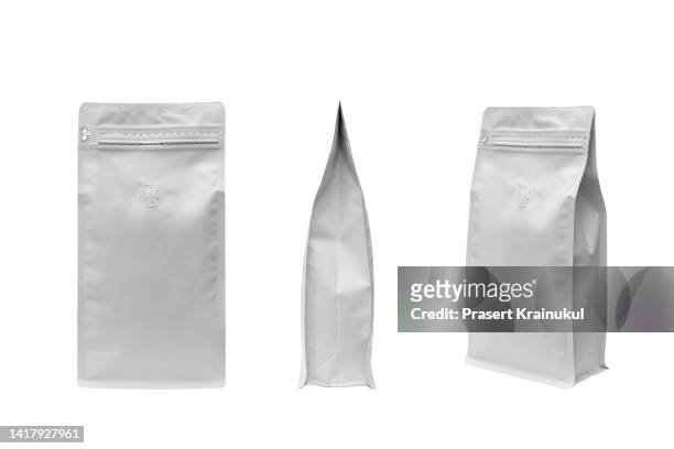 coffee bags with clipping path - flour bag stockfoto's en -beelden