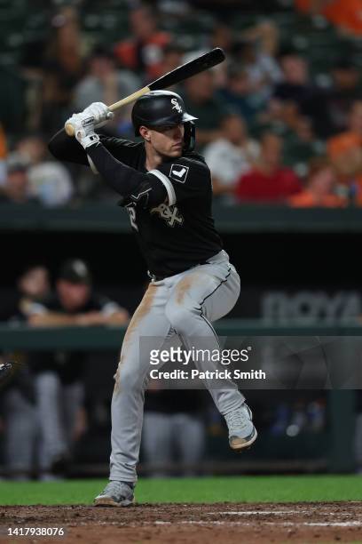 Romy Gonzalez of the Chicago White Sox bats against the Baltimore Orioles at Oriole Park at Camden Yards on August 24, 2022 in Baltimore, Maryland.