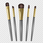 Set of Clean Professional Makeup Concealer Powder Blush Eye Shadow Brow Brushes with Grey Handles