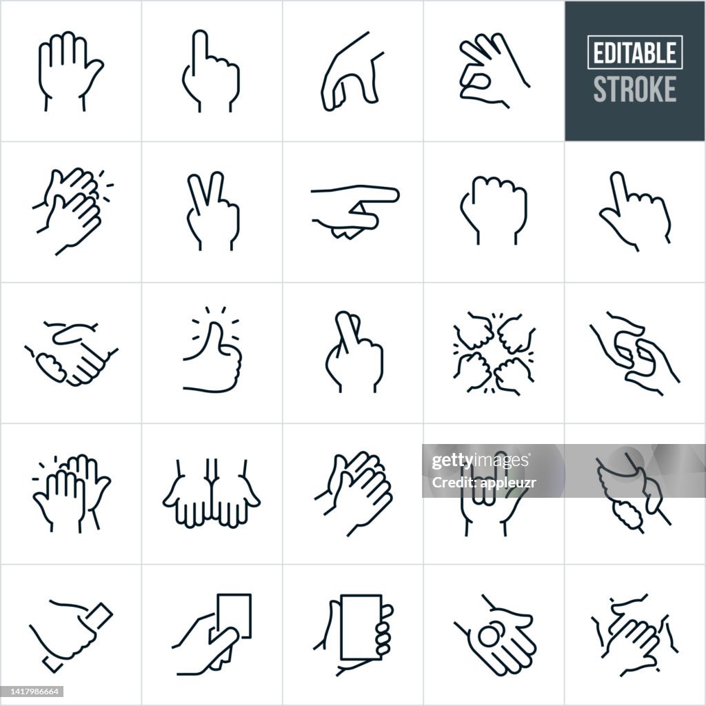 Hands Thin Line Icons - Bearbeitbarer Strich