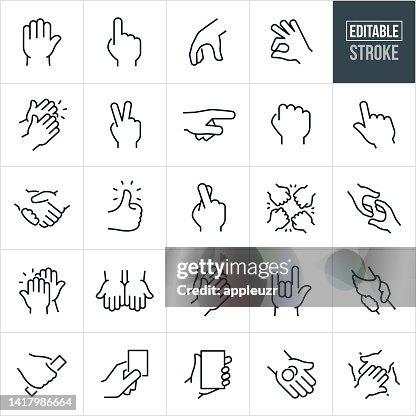 Hands Thin Line Icons - Editable Stroke Hands Thin Line Icons - Editable Stroke