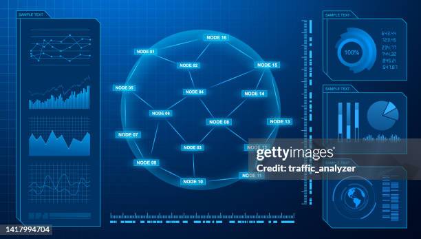 abstract infographic globe background - hud graphical user interface stock illustrations