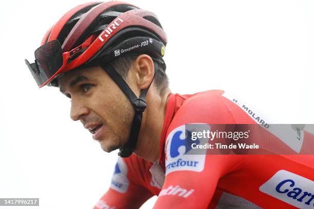 Rudy Molard of France and Team Groupama - FDJ - Red Leader Jersey react disappointed on the finishing line during the 77th Tour of Spain 2022, Stage...