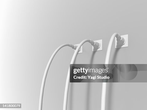 Plug socket and white cable. Plug socket and white cable.
