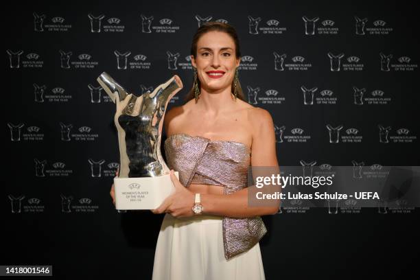 Alexia Putellas of FC Barcelona poses for a photograph with the UEFA Women's Player of the Year Award after the UEFA Champions League 2022/23 Group...