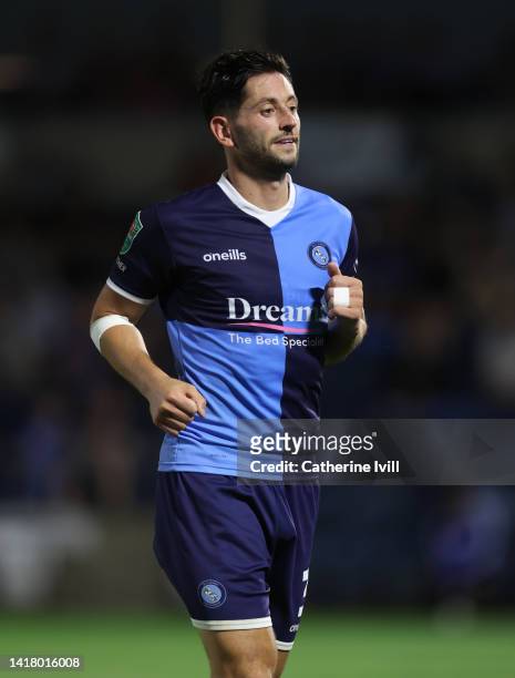 Joe Jacobson of Wycombe Wanderers during the Carabao Cup Second Round match between Wycombe Wanderers and Bristol City at Adams Park on August 24,...