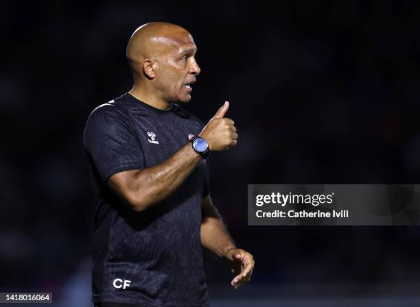 Curtis Fleming assistant manager of Bristol City during the Carabao Cup Second Round match between Wycombe Wanderers and Bristol City at Adams Park...