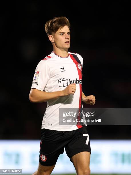 Alex Scott of Bristol City during the Carabao Cup Second Round match between Wycombe Wanderers and Bristol City at Adams Park on August 24, 2022 in...