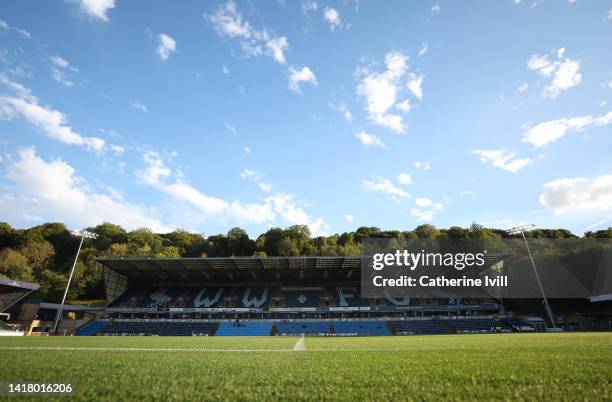 General view outside the stadium ahead of the Carabao Cup Second Round match between Wycombe Wanderers and Bristol City at Adams Park on August 24,...