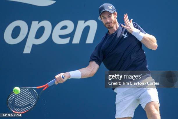 August 25. Andy Murray of Great Britain practising on Grandstand in preparation for the US Open Tennis Championship 2022 at the USTA National Tennis...