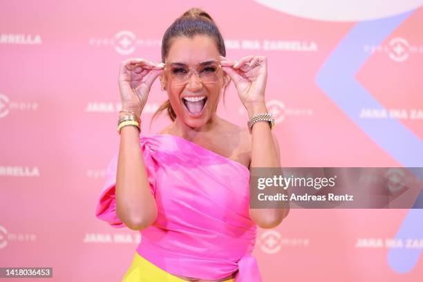 Jana Ina Zarrella attends the Jana Ina Zarrella X Eyes + More glasses launch event at Harbour Club Köln on August 25, 2022 in Cologne, Germany.