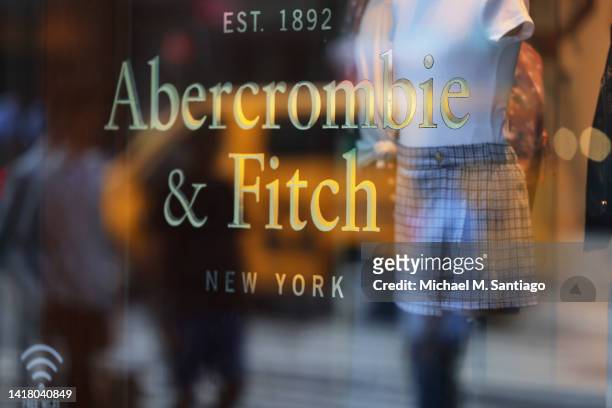 An Abercrombie & Fitch signage is seen on a store on Fifth Avenue on August 25, 2022 in New York City. The Abercrombie retail store, which also owns...