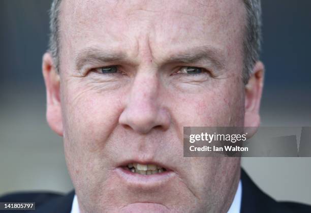 Millwall manager Kenny Jackett looks on during the npower Championship match between Millwall and Leeds United at The Den on March 24, 2012 in...