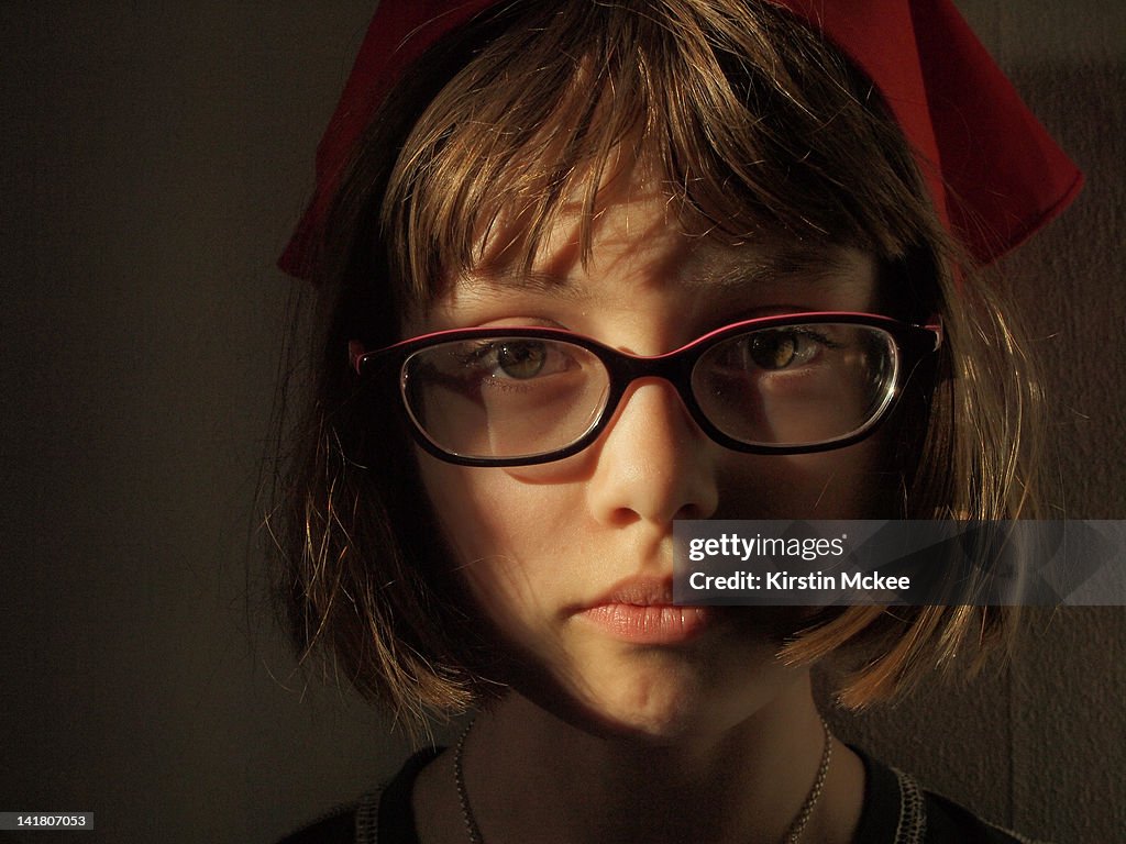 Girl in red scarf