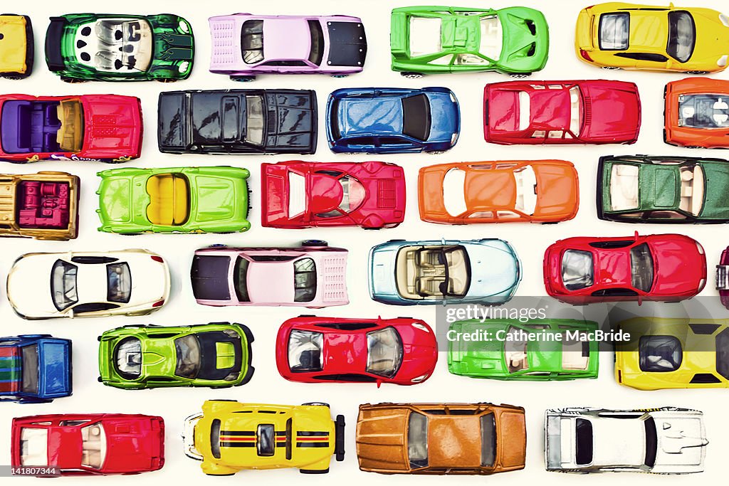 Traffic jam of toy cars