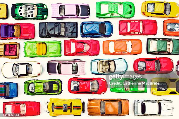 traffic jam of toy cars - toy car stock pictures, royalty-free photos & images