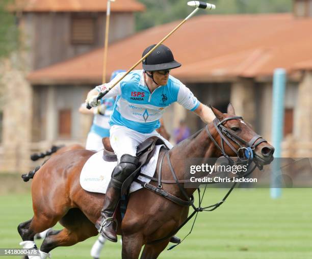 Prince Harry, Duke of Sussex plays polo during the Sentebale ISPS Handa Polo Cup 2022 on August 25, 2022 in Aspen, Colorado.