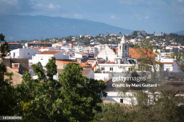 elevated view of the old town of lagos, algarve, portugal - faro city portugal stock-fotos und bilder