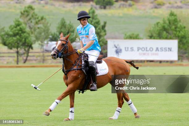 Prince Harry, Duke of Sussex plays polo during the Sentebale ISPS Handa Polo Cup 2022 on August 25, 2022 in Aspen, Colorado.