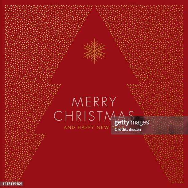 stockillustraties, clipart, cartoons en iconen met greeting card with snow and stylized christmas tree. - gouden medaille