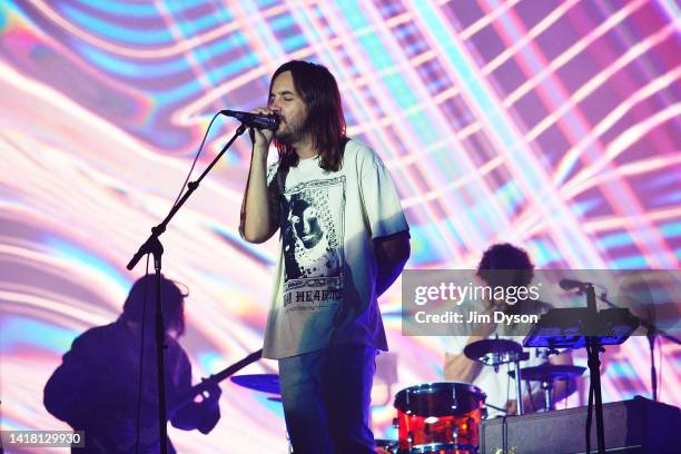 Kevin Parker of Tame Impala performs on stage during All Points East at Victoria Park on August 25, 2022 in London, England.