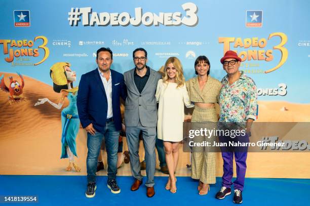 Iker Jimenez, Enrique Gato, Alexandra Jimenez, Michelle Jenner and Jose Corbacho attend “Tadeo Jones 3. La Tabla Esmeralda” premiere at Kinépolis...