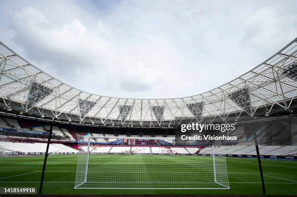 Ground level general view of the London Stadium prior to the Premier League match between West Ham United and Brighton & Hove Albion at London...