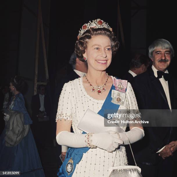 Queen Elizabeth II at a Royal Gala performance at Covent Garden during her Silver Jubilee celebrations, 30th May 1977.