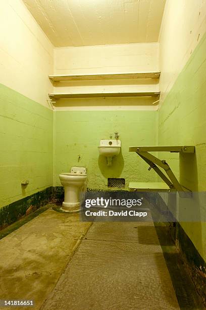 cell interior inside alcatraz prison, an island prison in san francisco bay, off san francisco, california, united states of america, north america - alcatraz al capone stock pictures, royalty-free photos & images