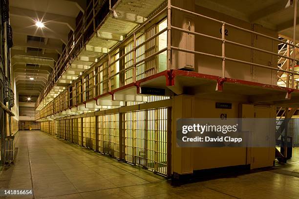 cells inside alcatraz prison, an island prison in san francisco bay, off san francisco, california, united states of america, north america - alcatraz al capone stock pictures, royalty-free photos & images