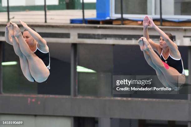 Viktoriya Kesar, Anna Pysmenska of Ukraine compete during the European Aquatics Championships at Foro Italico. Rome , August 11th-21st, 2022