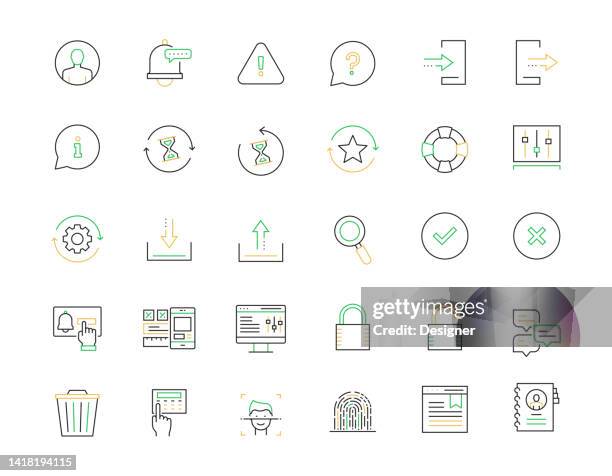 user interface related vector line icons. outline symbol collection - dashboard ui stock illustrations