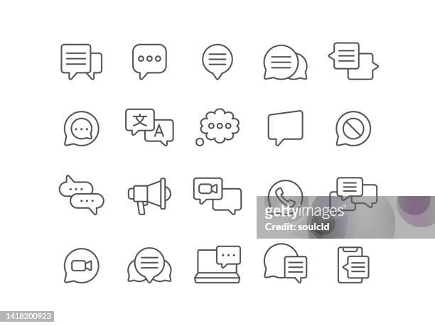 ilustraciones, imágenes clip art, dibujos animados e iconos de stock de iconos de burbujas de discurso - conversacion