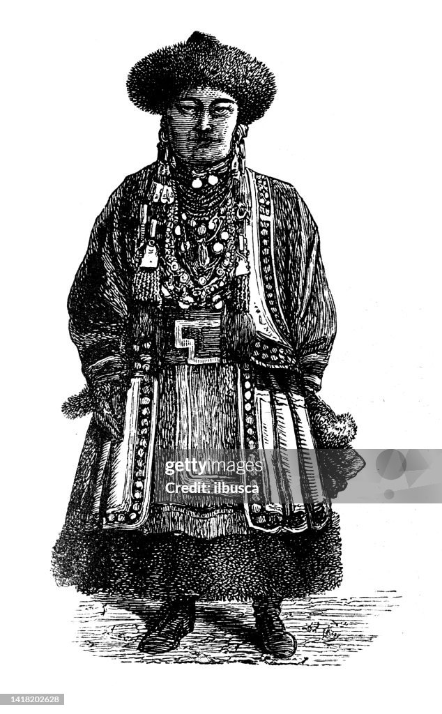 Antique illustration, ethnography and indigenous cultures: Central Asia, Lake Baikal, Olkhon Island