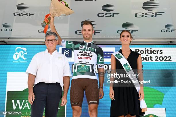 Marc Sarreau of France and Ag2R Citröen Team - Green Points Jersey celebrates at podium during the 36th Tour Poitou - Charentes en Nouvelle Aquitaine...