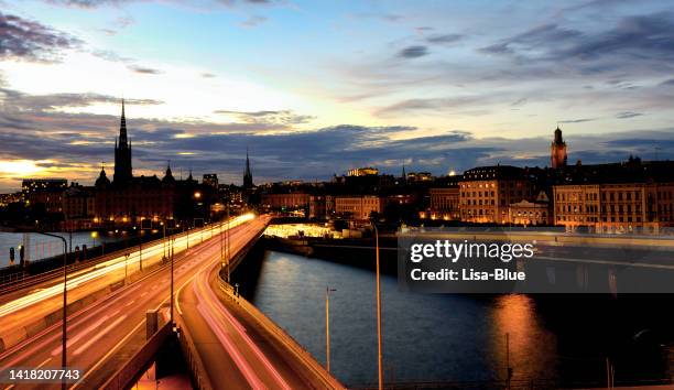 stockholm skyline at sunset. - stockholm skyline stock pictures, royalty-free photos & images