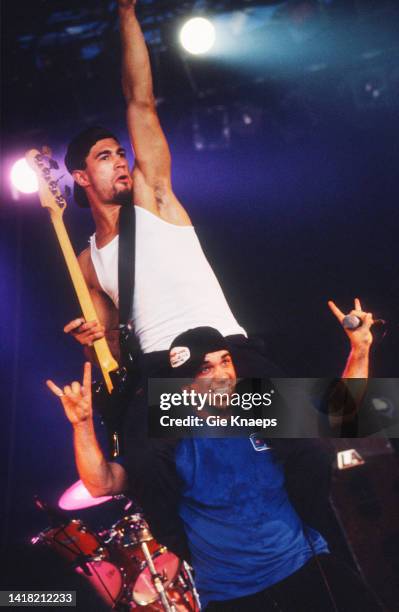 Bloodhound Gang, Jimmy Pop, 'Evil' Jared Hasselhoff, Pukkelpop Festival, Hasselt, Belgium, 22nd August 1997.