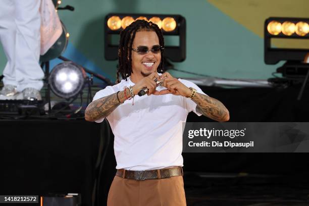 Ozuna performs on ABC's "Good Morning America" at Rumsey Playfield, Central Park on August 26, 2022 in New York City.
